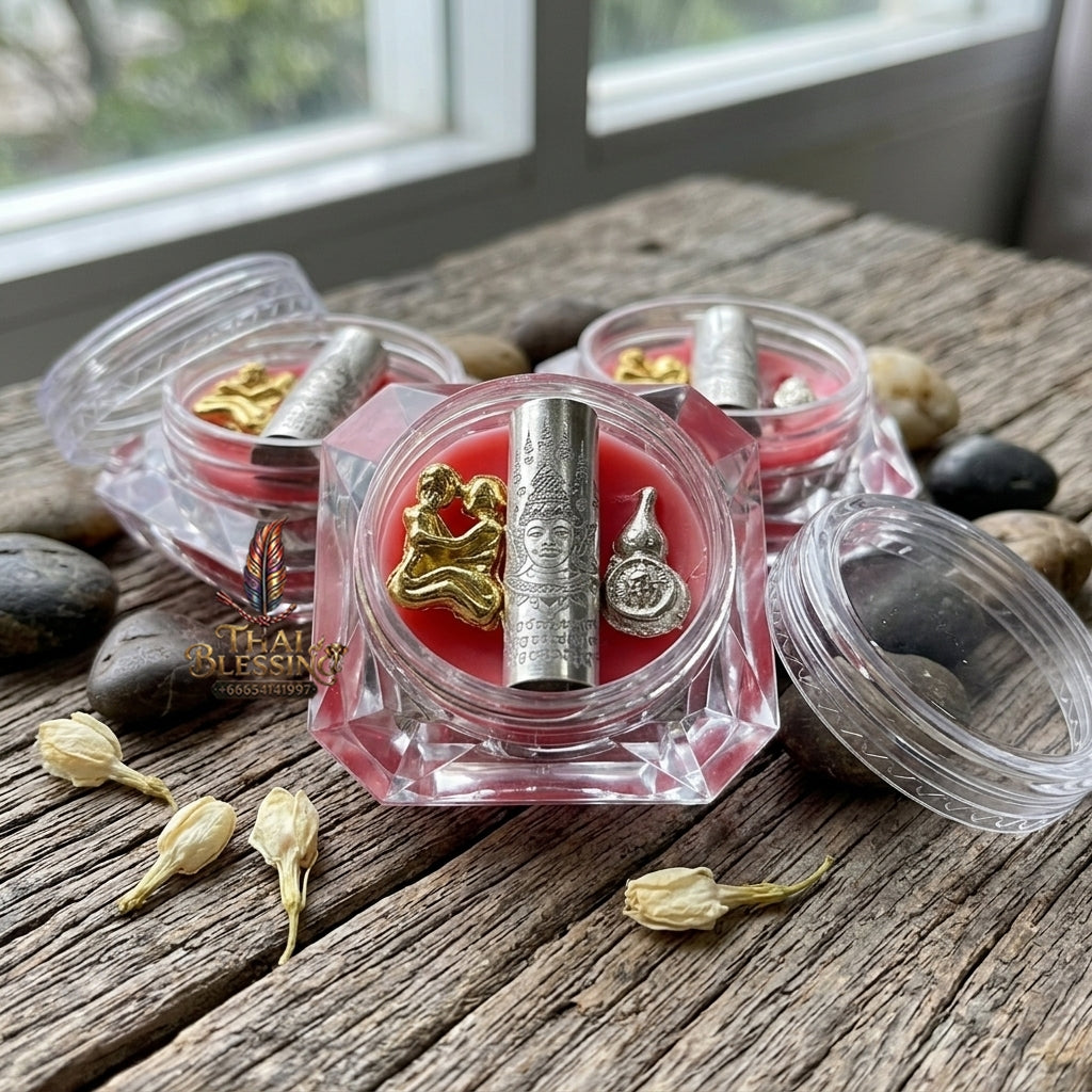 Sacred "Seepueng Phra Lak Nha Thong" (Golden Face Phra Lak) Metta Wax  for Irresistible Seduction, Eloquent Speech, and Wealth Attraction