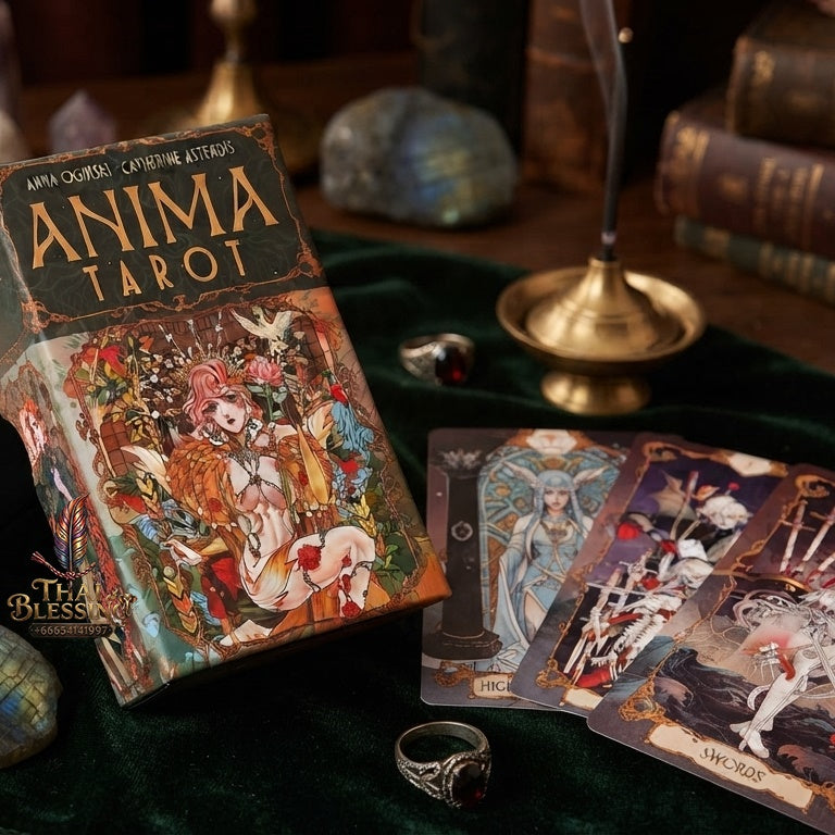✨ Anima Tarot Deck in Rigid Box - 78-Card Double-Embossed 12x7cm Art Nouveau Tarot Cards with Gorgeous Anime-Style Illustrations for Collectors and Seekers