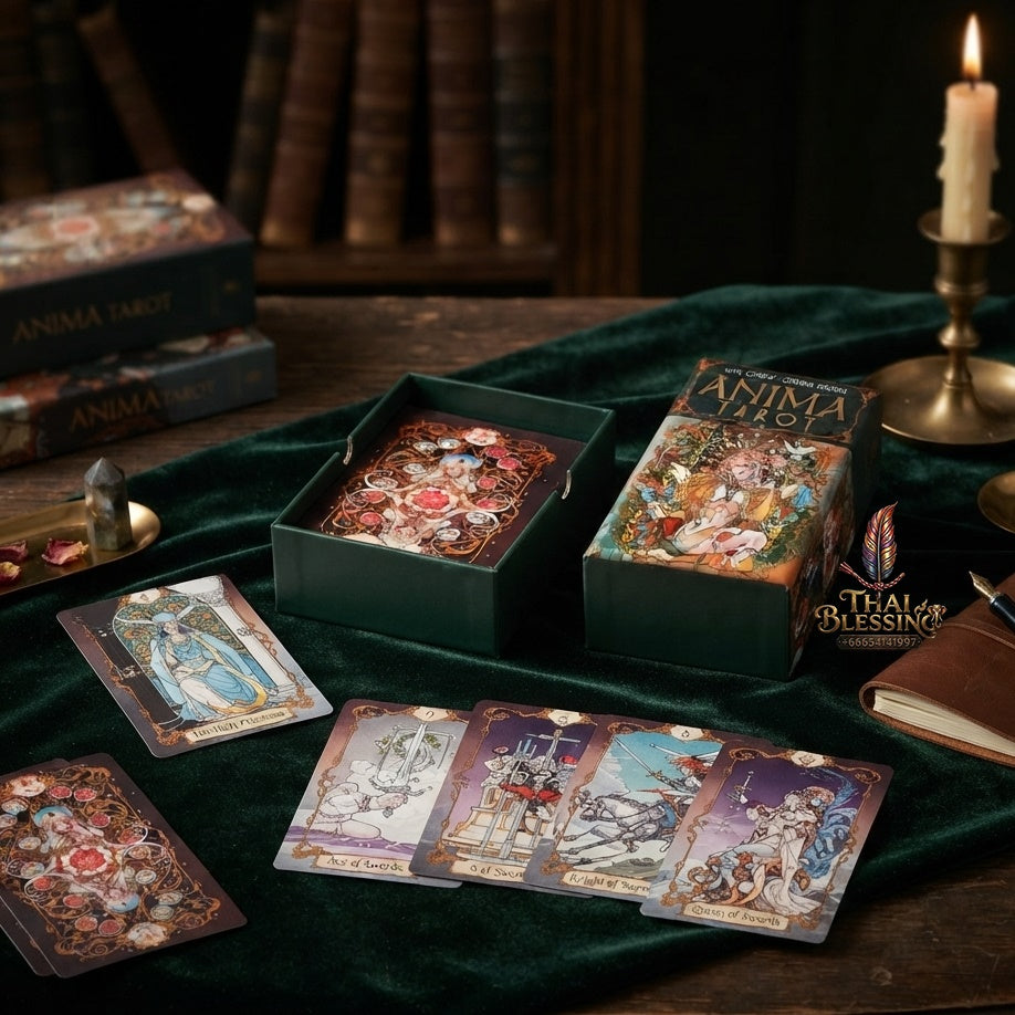 ✨ Anima Tarot Deck in Rigid Box - 78-Card Double-Embossed 12x7cm Art Nouveau Tarot Cards with Gorgeous Anime-Style Illustrations for Collectors and Seekers