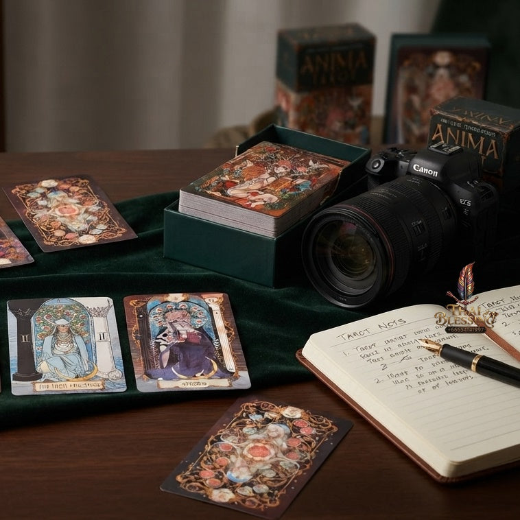 ✨ Anima Tarot Deck in Rigid Box - 78-Card Double-Embossed 12x7cm Art Nouveau Tarot Cards with Gorgeous Anime-Style Illustrations for Collectors and Seekers