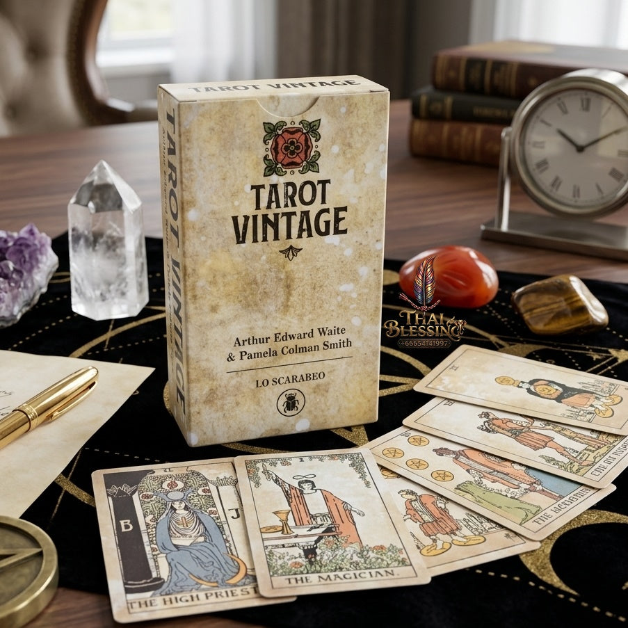 ✨ Big Size 12x7cm Vintage Rider Tarot Deck - 78-Card English Visions Edition Oracle Set for Divination, Self-Discovery, and Board Playing Games (Ages 14+)