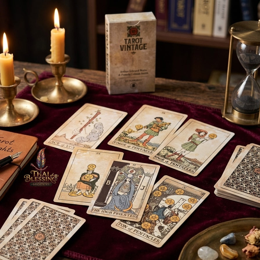✨ Big Size 12x7cm Vintage Rider Tarot Deck - 78-Card English Visions Edition Oracle Set for Divination, Self-Discovery, and Board Playing Games (Ages 14+)