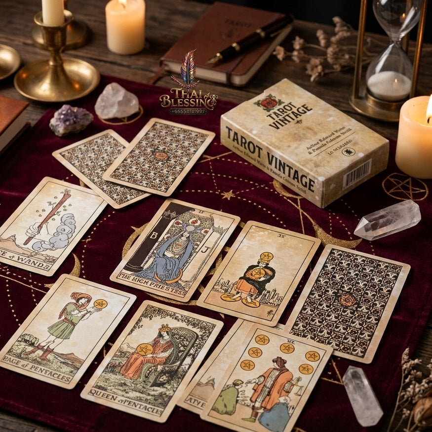✨ Big Size 12x7cm Vintage Rider Tarot Deck - 78-Card English Visions Edition Oracle Set for Divination, Self-Discovery, and Board Playing Games (Ages 14+)
