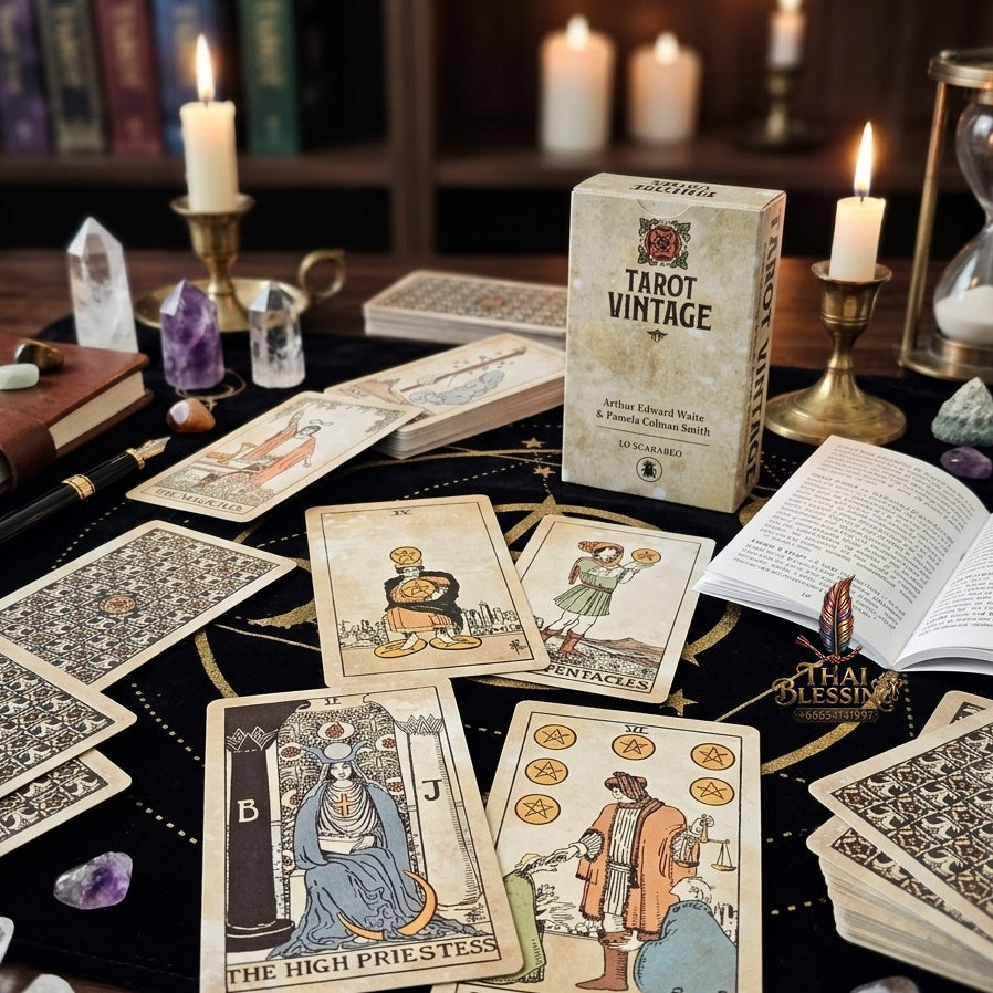 ✨ Big Size 12x7cm Vintage Rider Tarot Deck - 78-Card English Visions Edition Oracle Set for Divination, Self-Discovery, and Board Playing Games (Ages 14+)