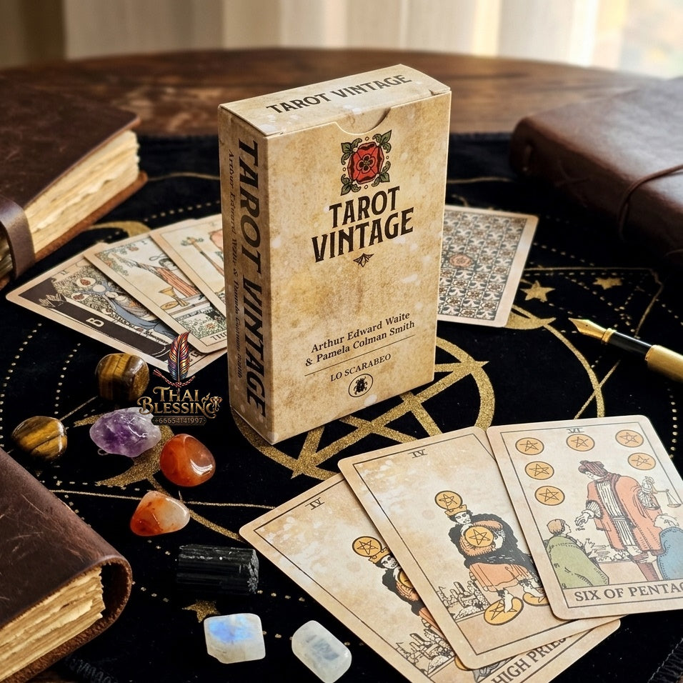 ✨ Big Size 12x7cm Vintage Rider Tarot Deck - 78-Card English Visions Edition Oracle Set for Divination, Self-Discovery, and Board Playing Games (Ages 14+)