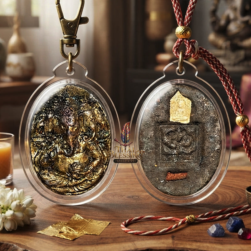 ✨ "Borom Khru Sian Phra Phikanet" (Supreme Guru Head of Lord Ganesha)Masterpiece of Boundless Wisdom, Supreme Maha Saneh Charm, and Unstoppable Commercial Prosperity!