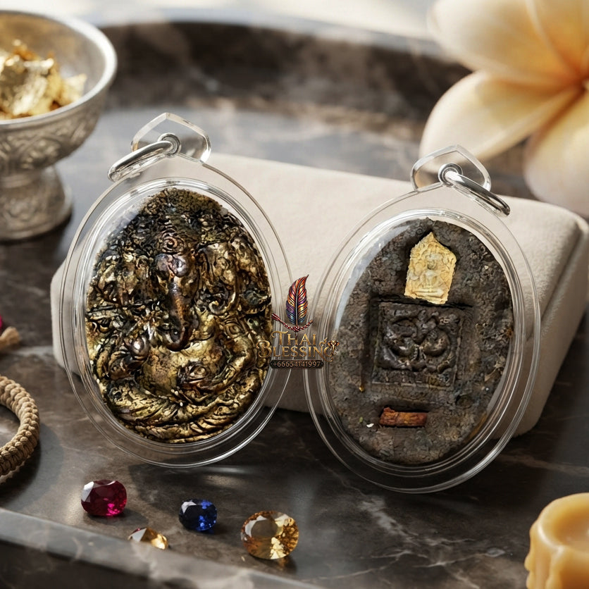 ✨ "Borom Khru Sian Phra Phikanet" (Supreme Guru Head of Lord Ganesha)Masterpiece of Boundless Wisdom, Supreme Maha Saneh Charm, and Unstoppable Commercial Prosperity!