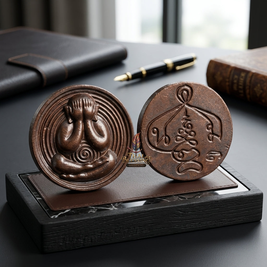 Sacred Phra Pidta Mat Kradum Dark Patinated Bronze Amulet by Ajarn Plian Hathayanon 2025 for Wealth Attraction and Absolute Protection