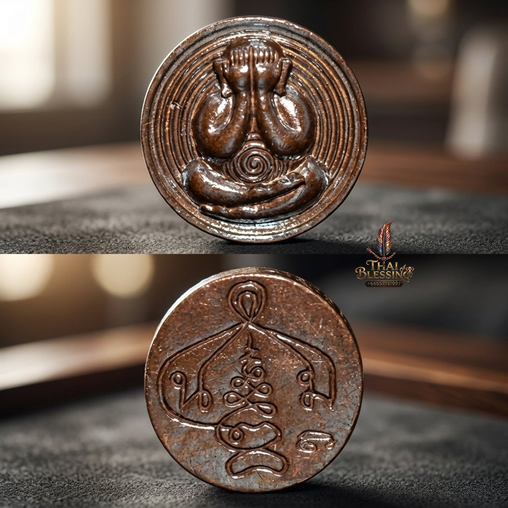 Sacred Phra Pidta Mat Kradum Dark Patinated Bronze Amulet by Ajarn Plian Hathayanon 2025 for Wealth Attraction and Absolute Protection
