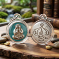 Sacred Phra Pidta Mat Kradum Silver-Plated Enamelled Bronze Amulet by Ajarn Plian Hathayanon 2025 for Wealth Attraction and Absolute Protection