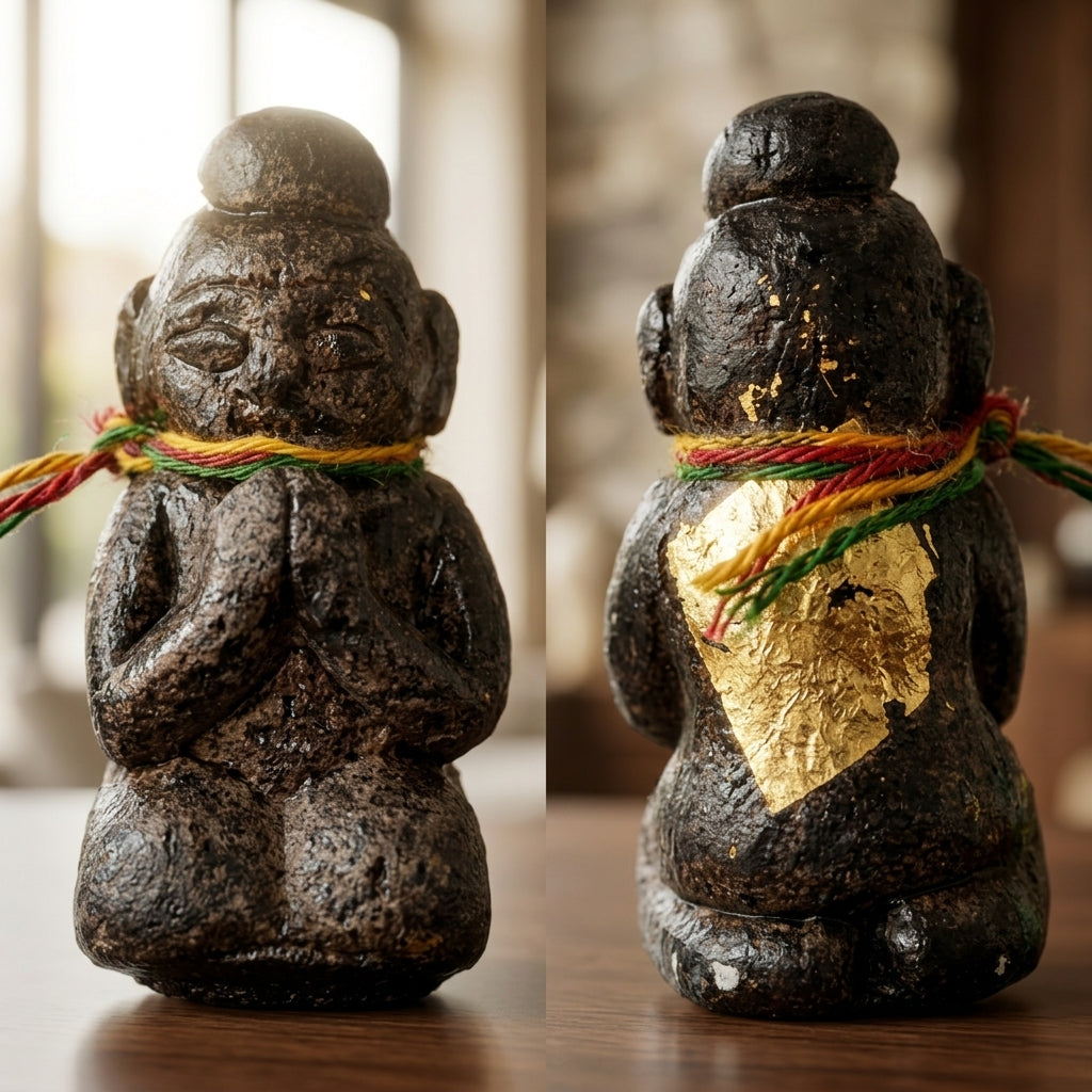 Sacred Kumarn Vate Black Herb-Mixed Powder Amulet by Ajarn Plian Hathayanon 2018 for Wealth Attraction and Business Luck