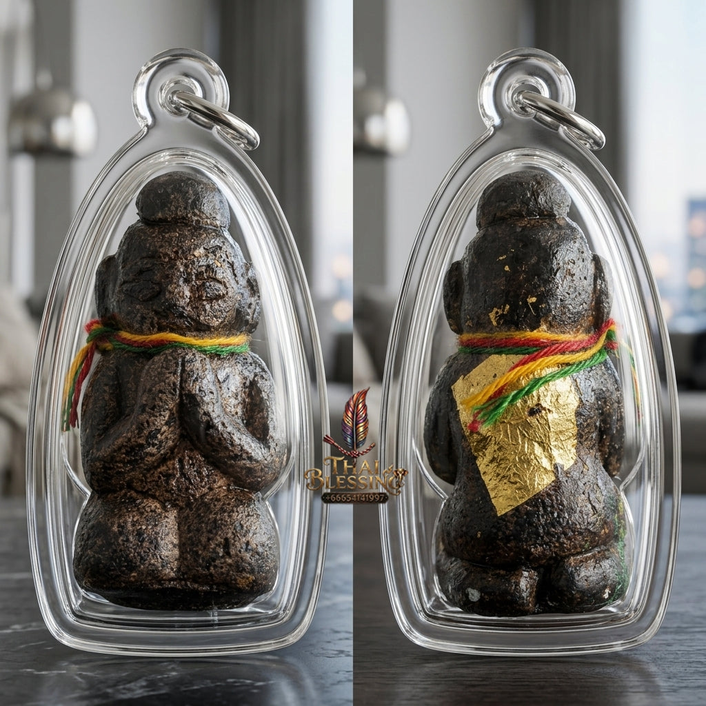 Sacred Kumarn Vate Black Herb-Mixed Powder Amulet by Ajarn Plian Hathayanon 2018 for Wealth Attraction and Business Luck