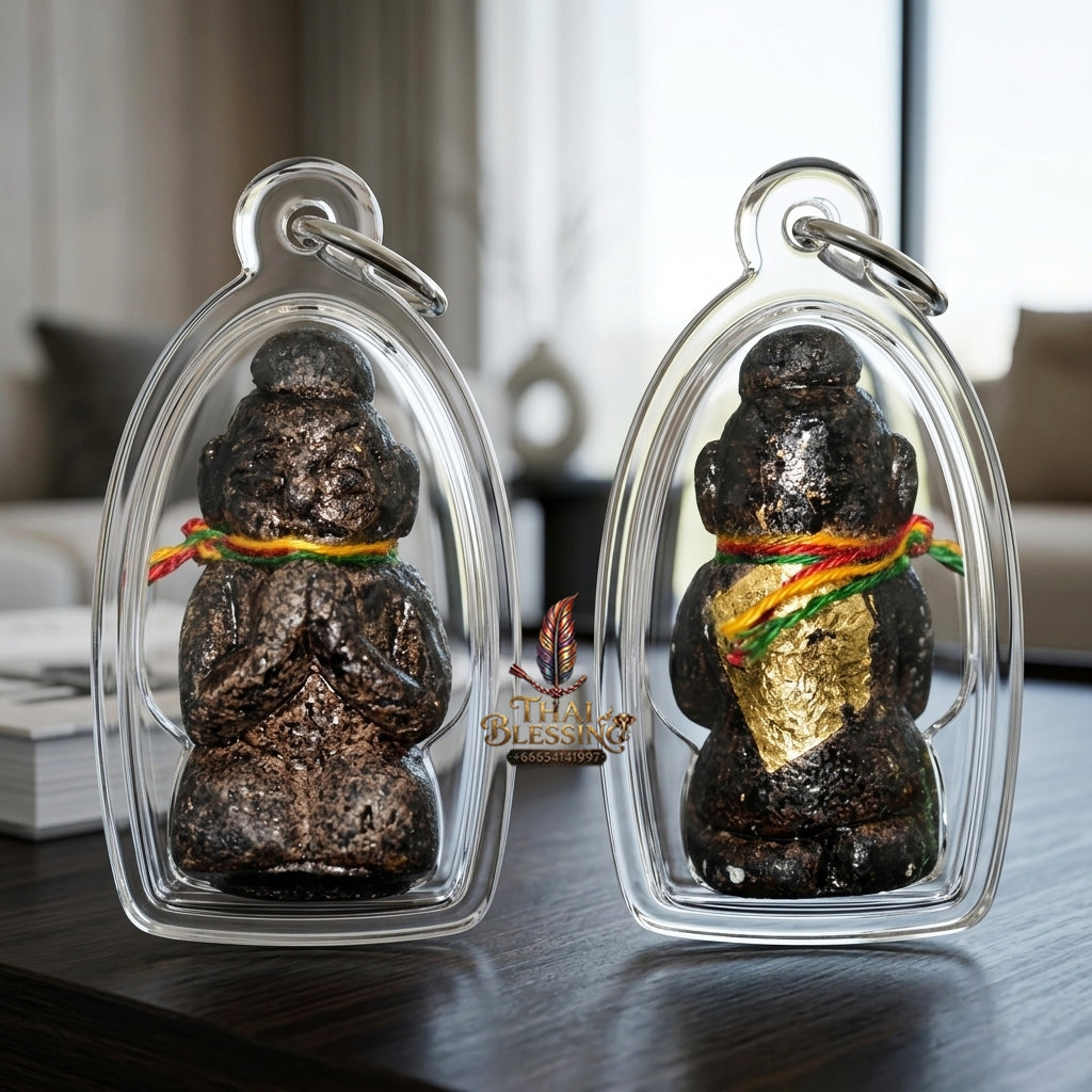 Sacred Kumarn Vate Black Herb-Mixed Powder Amulet by Ajarn Plian Hathayanon 2018 for Wealth Attraction and Business Luck