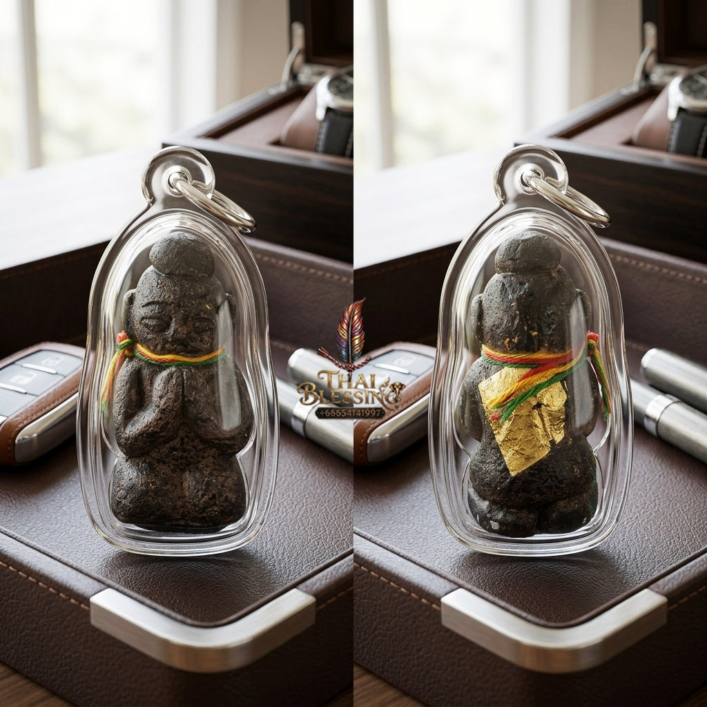 Sacred Kumarn Vate Black Herb-Mixed Powder Amulet by Ajarn Plian Hathayanon 2018 for Wealth Attraction and Business Luck