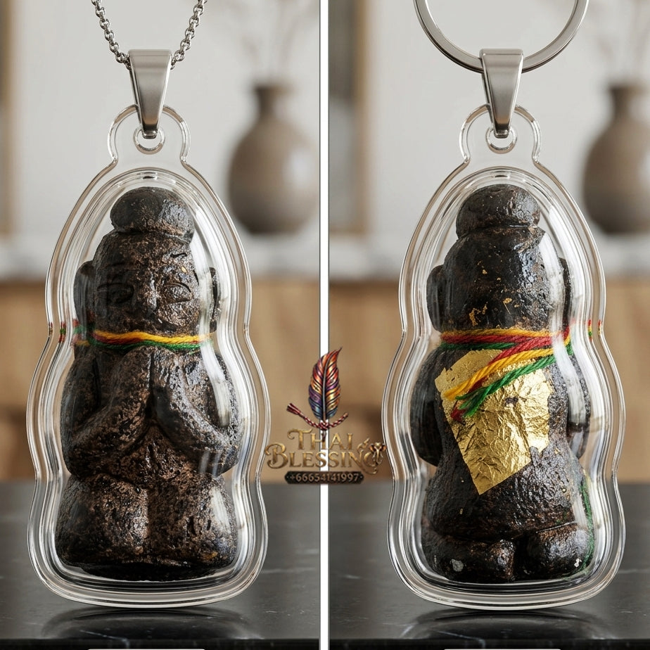 Sacred Kumarn Vate Black Herb-Mixed Powder Amulet by Ajarn Plian Hathayanon 2018 for Wealth Attraction and Business Luck