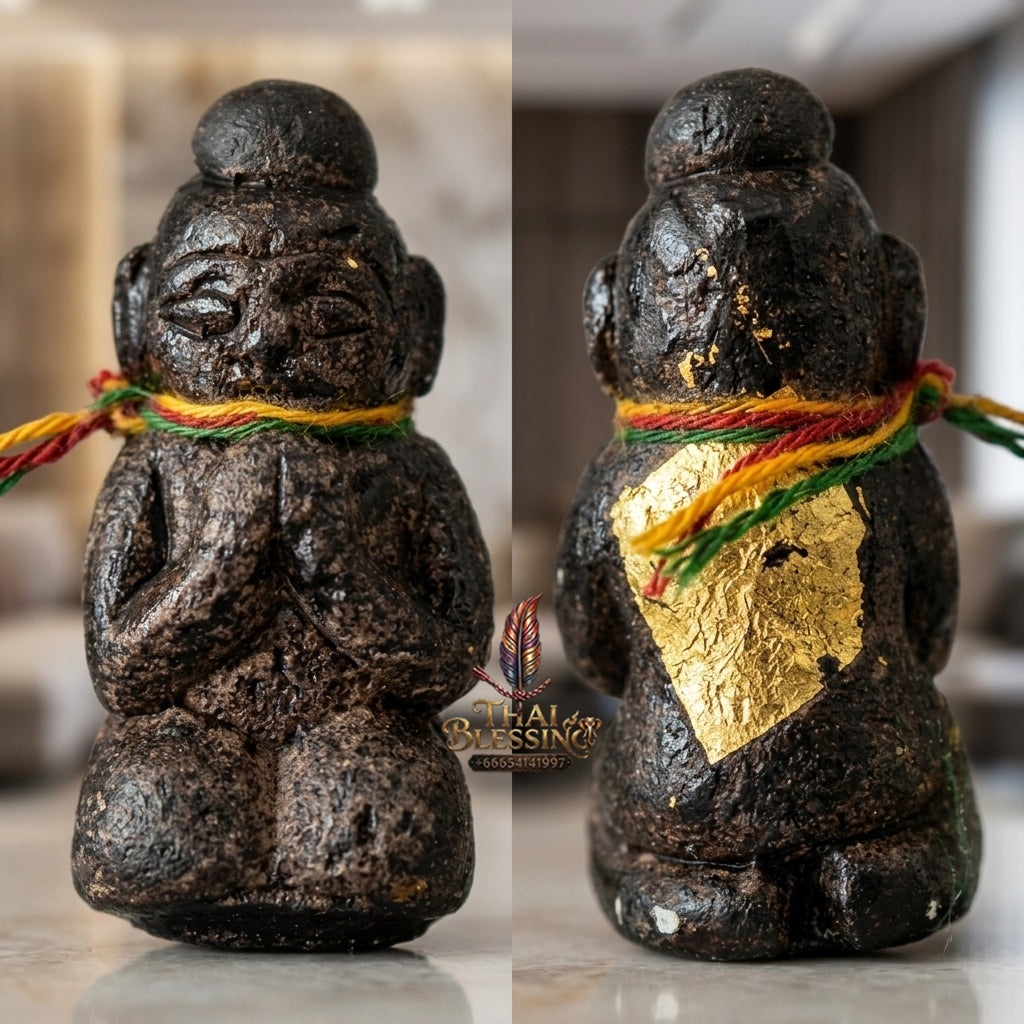 Sacred Kumarn Vate Black Herb-Mixed Powder Amulet by Ajarn Plian Hathayanon 2018 for Wealth Attraction and Business Luck