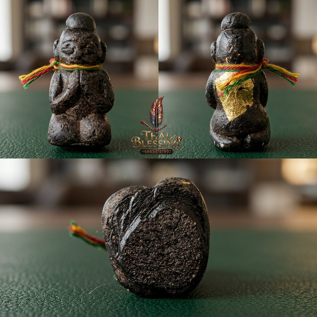 Sacred Kumarn Vate Black Herb-Mixed Powder Amulet by Ajarn Plian Hathayanon 2018 for Wealth Attraction and Business Luck