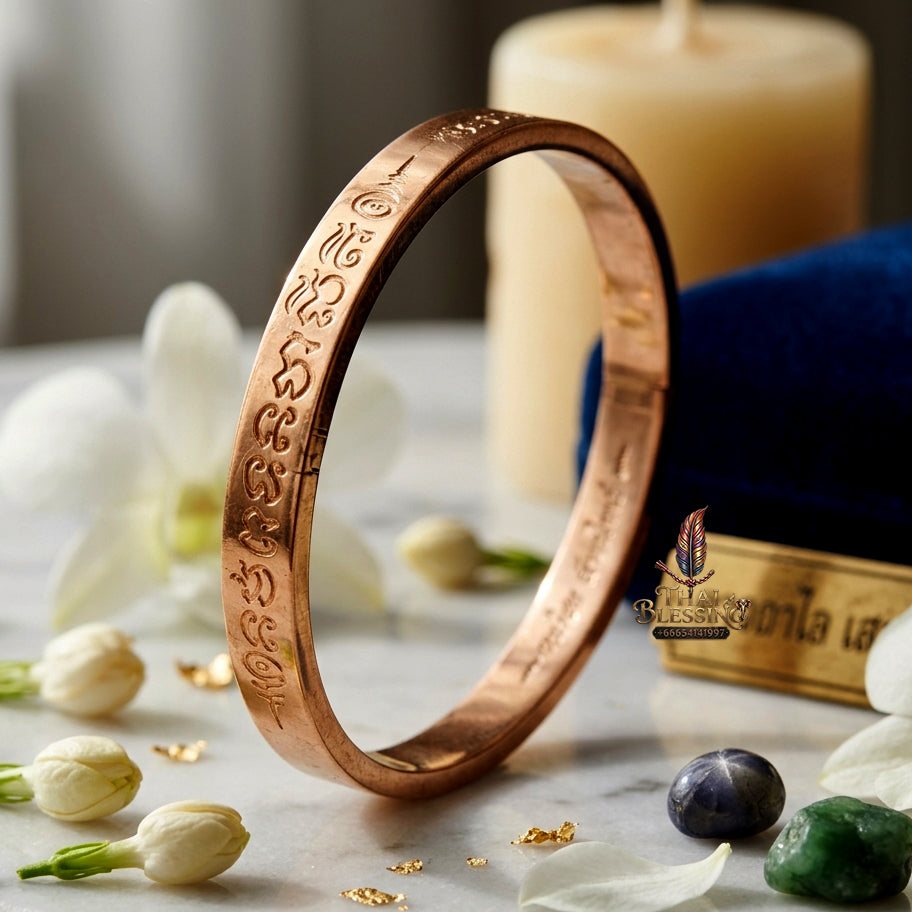 ✨ "Kamrai Serm Chok Serm Sap" (Fortune & Wealth Enhancing Bangle) - Large Size, Pink Gold Plated Bronze Edition,  Elegant Wealth Attraction, Financial Momentum, and Auspicious Prosperity!