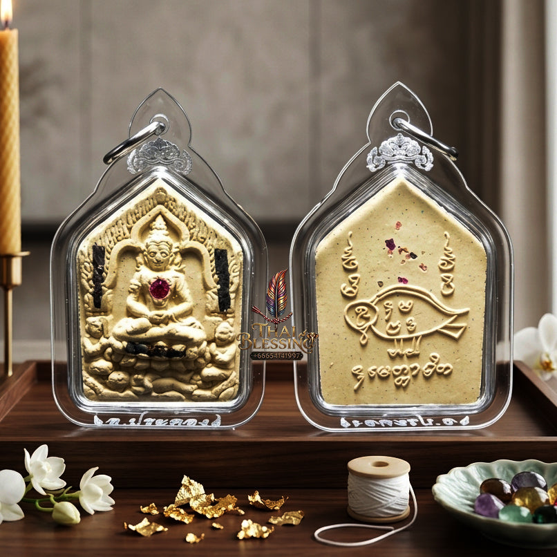 ✨ "Khun Phaen Salika Maha Saneh" (Embedded with Gemstones & 3 Silver Takrut) - Empowered by Achan Prokhong, Run Charoen: The Supreme Masterpiece of Legendary Mon Occultism, Phra Khun Phaen & Salika Seduction, Infused with Prai Kuman Powder!