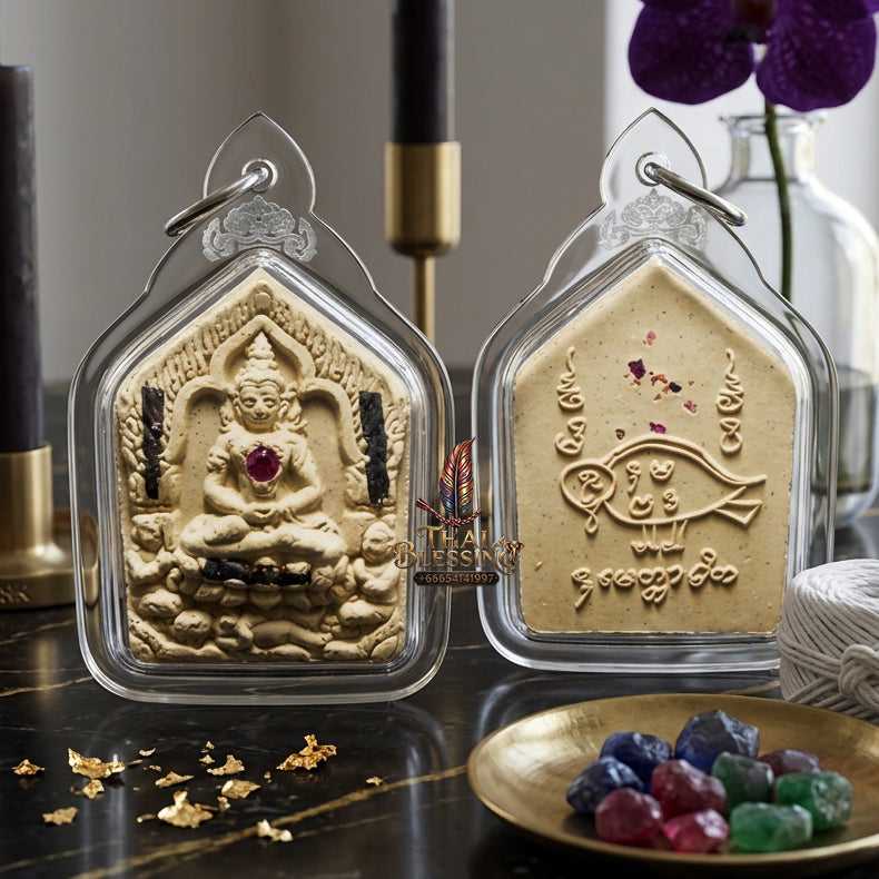 ✨ "Khun Phaen Salika Maha Saneh" (Embedded with Gemstones & 3 Silver Takrut) - Empowered by Achan Prokhong, Run Charoen: The Supreme Masterpiece of Legendary Mon Occultism, Phra Khun Phaen & Salika Seduction, Infused with Prai Kuman Powder!