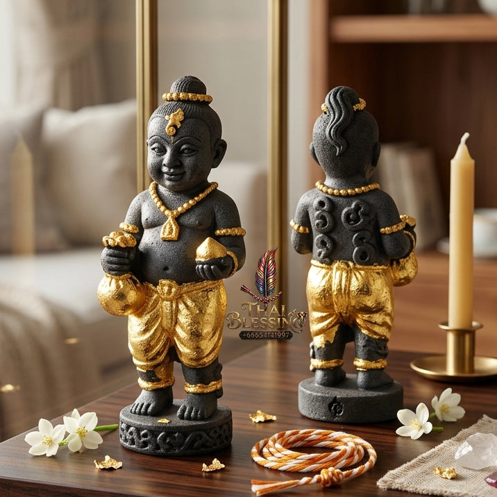 ✨ "Kuman Ngoen Lai Ma" (Money-Flowing Golden Kuman Boy) - Gold-Foil Covered Samrit Bronze Edition The Sovereign Masterpiece of Wealth Attraction, Unstoppable Trade Prosperity, and Fortunate Blessings!