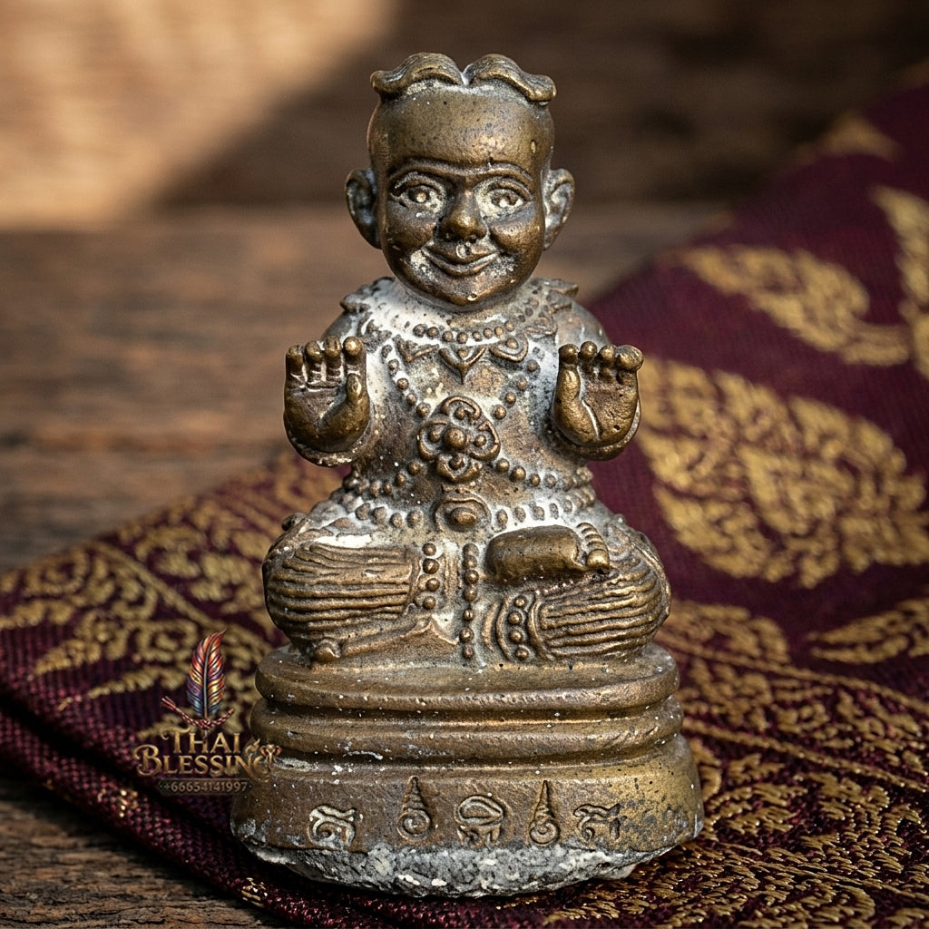 💥 SPECIAL-FILLED WEALTH MAGNET! Kuman Thong Bronze Effigy with Dual Silver Takrut for Abundant Wealth, Business Success, and Curio Collectible Heritage