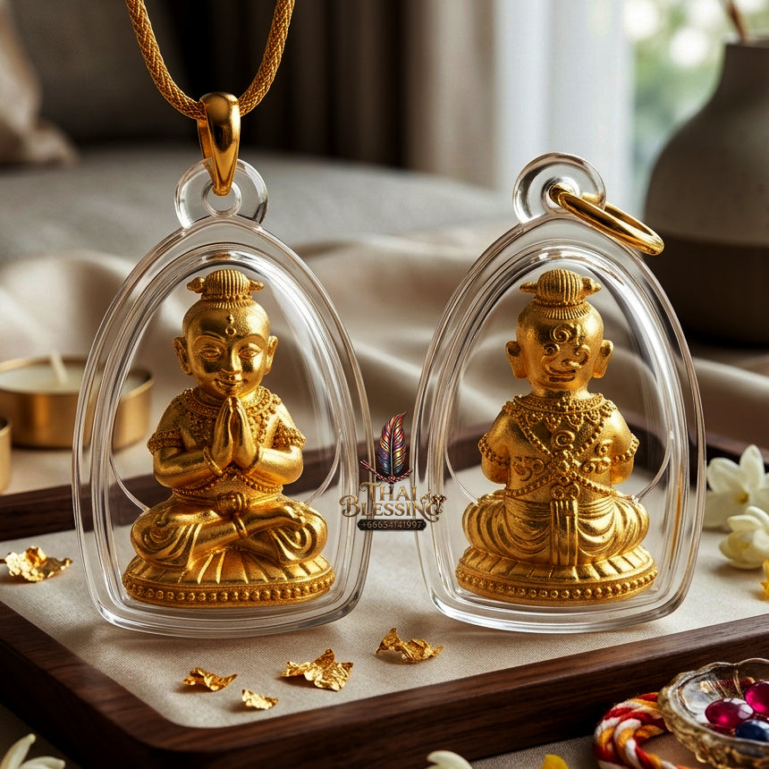 ✨ "Kumarn Na Na Thong" (Golden-Face Kumarn Thong) - Samrit Metal Gold-Plated Edition, B.E. 2557 (2014) by Achan Subin Na Na Thong: The Supreme Masterpiece of Golden Facet Magnetism, Wealth Attraction, and Devoted Spirit Guardianship!