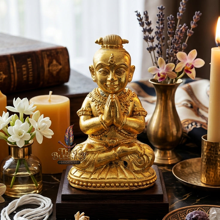 ✨ "Kumarn Na Na Thong" (Golden-Face Kumarn Thong) - Samrit Metal Gold-Plated Edition, B.E. 2557 (2014) by Achan Subin Na Na Thong: The Supreme Masterpiece of Golden Facet Magnetism, Wealth Attraction, and Devoted Spirit Guardianship!