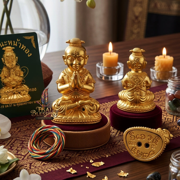 ✨ "Kumarn Na Na Thong" (Golden-Face Kumarn Thong) - Samrit Metal Gold-Plated Edition, B.E. 2557 (2014) by Achan Subin Na Na Thong: The Supreme Masterpiece of Golden Facet Magnetism, Wealth Attraction, and Devoted Spirit Guardianship!