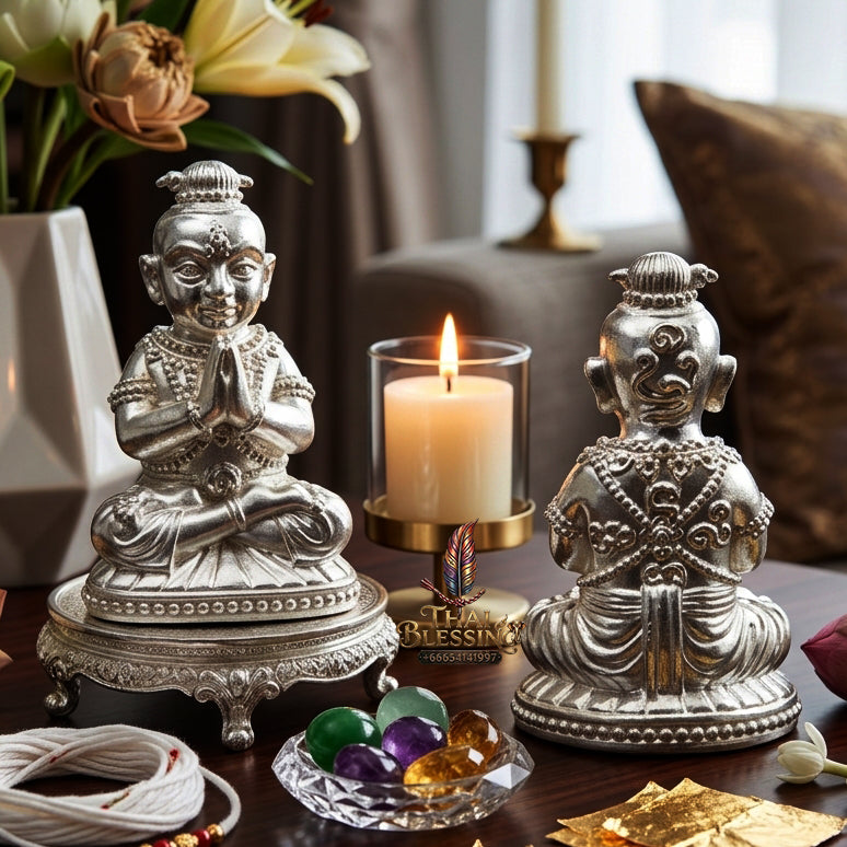 ✨ "Kumarn Na Na Thong" (Golden-Face Kumarn Thong) - Solid Silver Edition, B.E. 2557 (2014) by Achan Subin Na Na Thong: