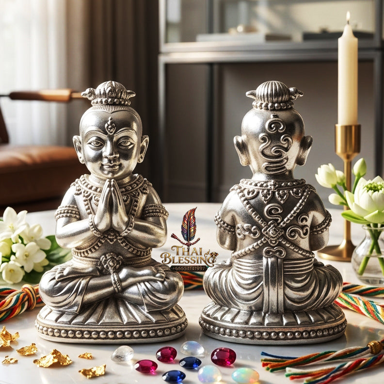 ✨ "Kumarn Na Na Thong" (Golden-Face Kumarn Thong) - Solid Silver Edition, B.E. 2557 (2014) by Achan Subin Na Na Thong: