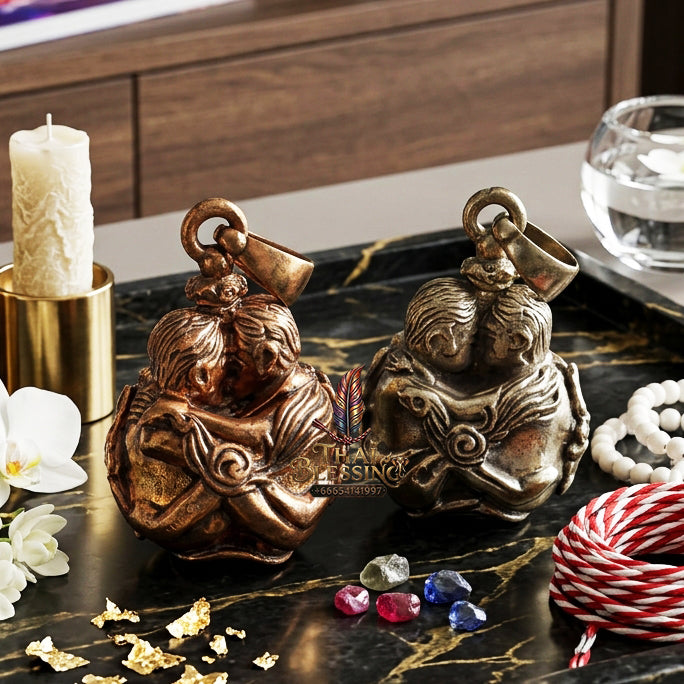 ✨ "Luk Om Inn Khu" (Twin Lovers Sacred Ball) - White Bronze/Alpaca Edition - Luang Pu Nen Kaeo, Wat Udom Phraison: The Supreme Masterpiece of Eternal Romance, Unbreakable Devotion, and Magnetic Seduction!