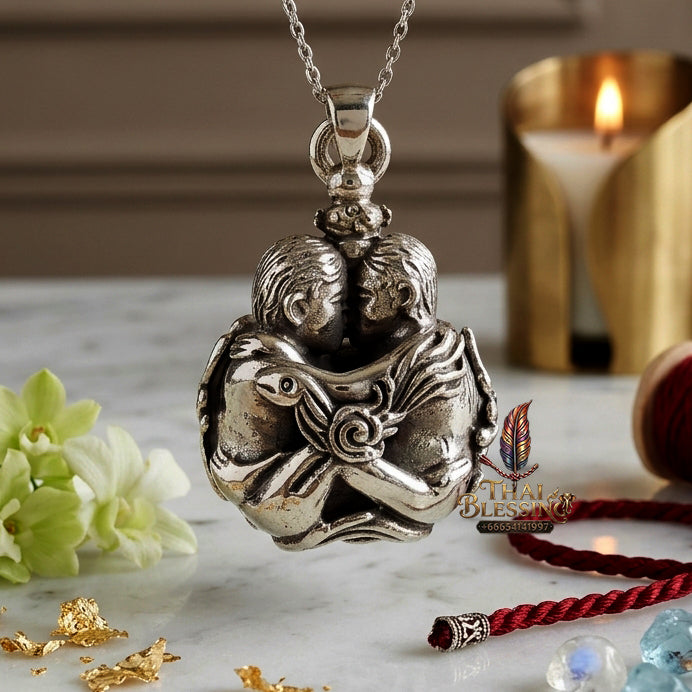✨ "Luk Om Inn Khu" (Twin Lovers Sacred Ball) - White Bronze/Alpaca Edition - Luang Pu Nen Kaeo, Wat Udom Phraison: The Supreme Masterpiece of Eternal Romance, Unbreakable Devotion, and Magnetic Seduction!