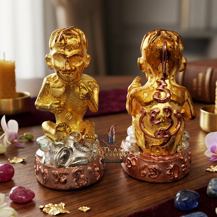 ✨ "Lukkrok Phrai Phun Sap" (Wealth-Accumulating Spirit Child) - 3K Plated Samrit Edition Spiritual Wealth Attraction, Loyal Household Protection, and Exquisite Tricolor Prestige!