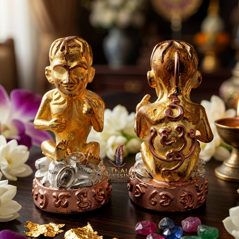 ✨ "Lukkrok Phrai Phun Sap" (Wealth-Accumulating Spirit Child) - 3K Plated Samrit Edition Spiritual Wealth Attraction, Loyal Household Protection, and Exquisite Tricolor Prestige!