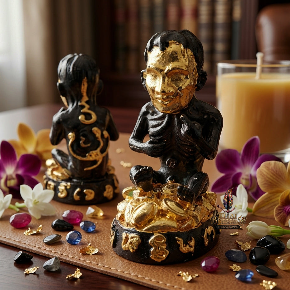 ✨ "Lukkrok Phrai Phun Sap" (Wealth-Accumulating Spirit Child) - Gold-Faced Samrit Edition,  Spiritual Wealth Attraction, Loyal Household Protection, and Booming Commercial Success!