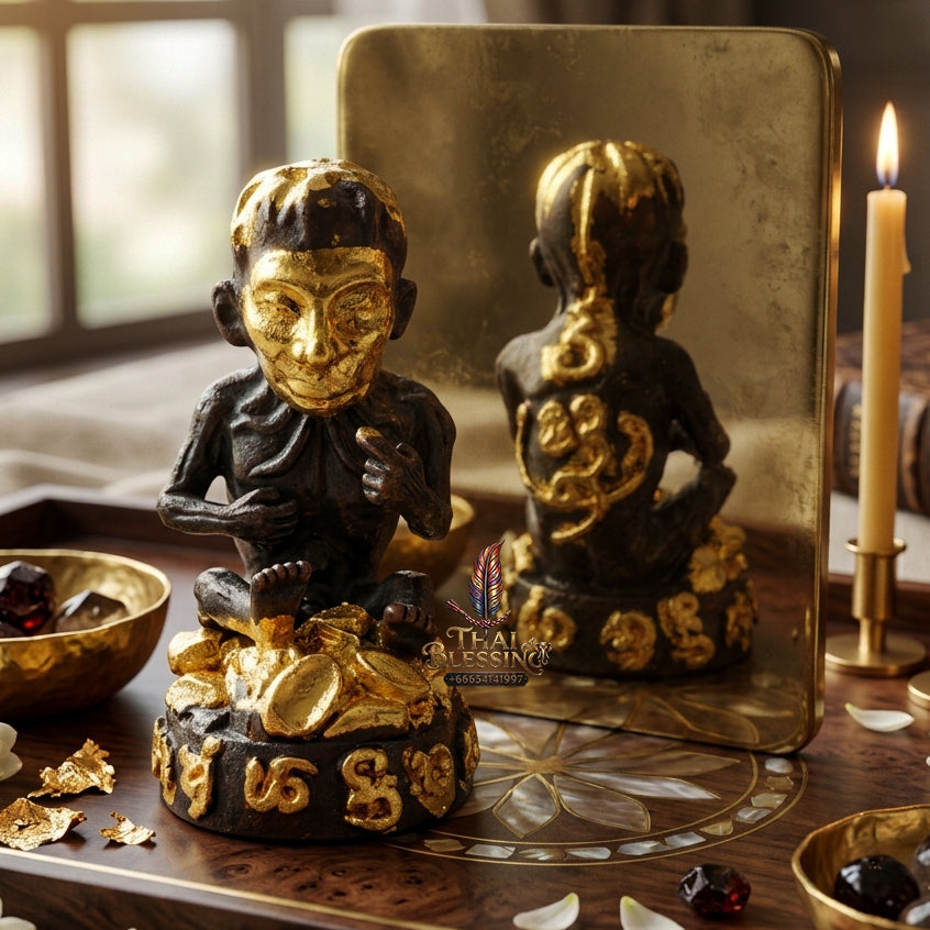 ✨ "Lukkrok Phrai Phun Sap" (Wealth-Accumulating Spirit Child) - Gold-Faced Samrit Edition,  Spiritual Wealth Attraction, Loyal Household Protection, and Booming Commercial Success!