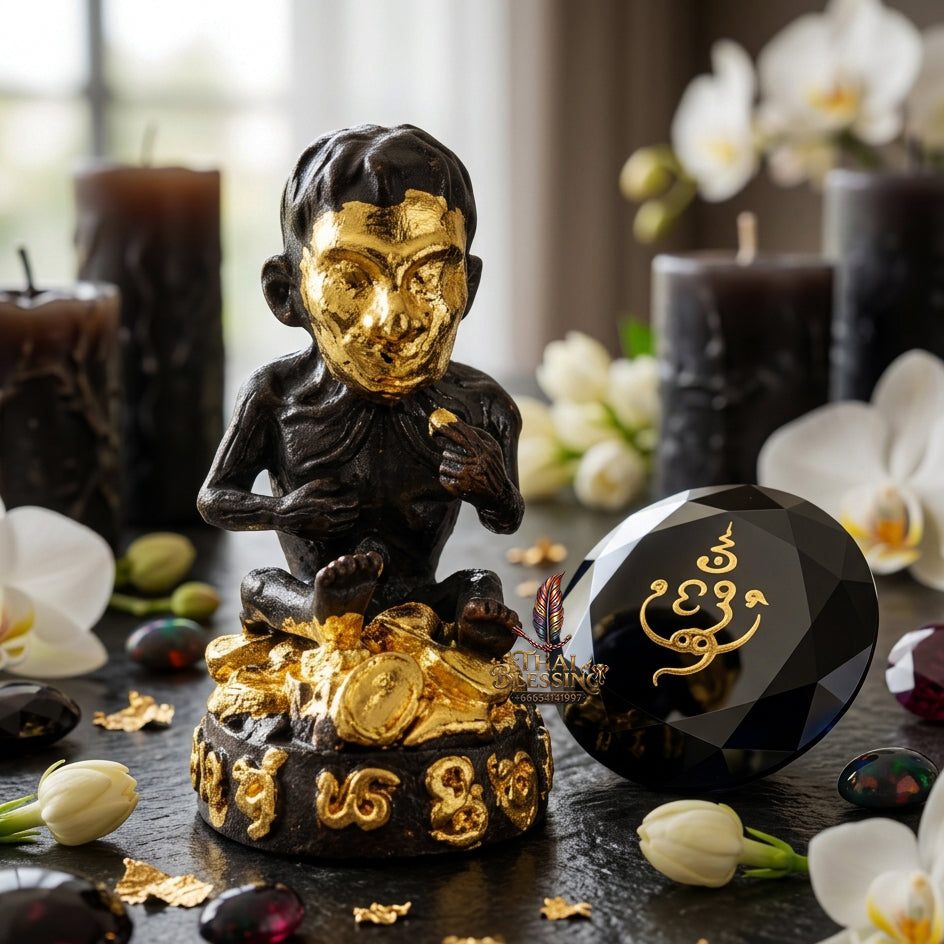 ✨ "Lukkrok Phrai Phun Sap" (Wealth-Accumulating Spirit Child) - Gold-Faced Samrit Edition,  Spiritual Wealth Attraction, Loyal Household Protection, and Booming Commercial Success!