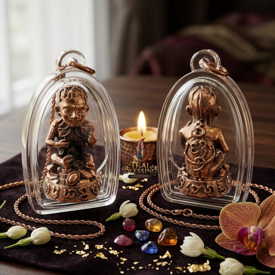 ✨ "Lukkrok Phrai Phun Sap" (Wealth-Accumulating Spirit Child) - Samrit Bronze Edition, Spiritual Wealth Attraction, Loyal Household Protection, and Classic Alchemical Prestige!