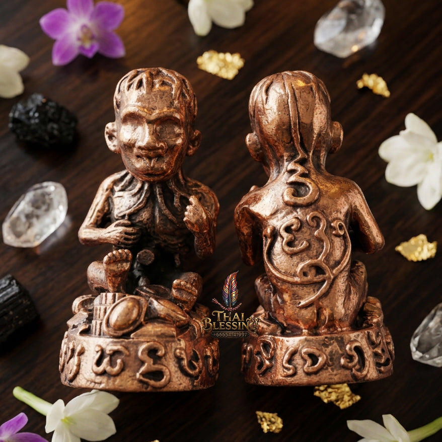 ✨ "Lukkrok Phrai Phun Sap" (Wealth-Accumulating Spirit Child) - Samrit Bronze Edition, Spiritual Wealth Attraction, Loyal Household Protection, and Classic Alchemical Prestige!