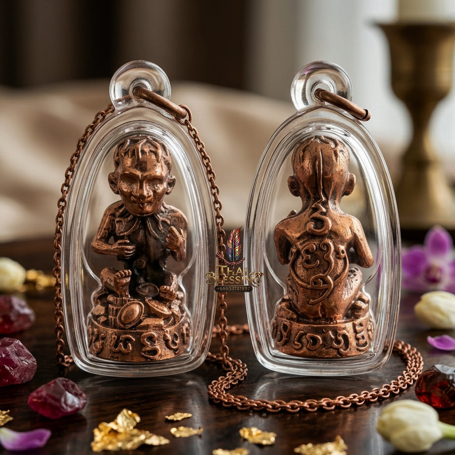 ✨ "Lukkrok Phrai Phun Sap" (Wealth-Accumulating Spirit Child) - Samrit Bronze Edition, Spiritual Wealth Attraction, Loyal Household Protection, and Classic Alchemical Prestige!