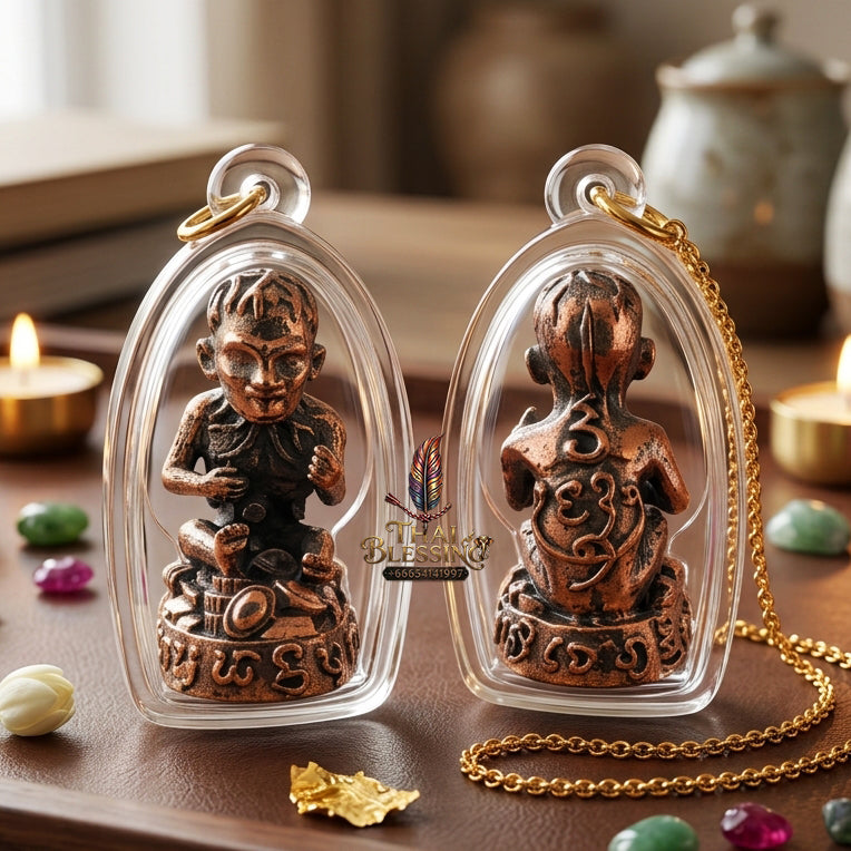 ✨ "Lukkrok Phrai Phun Sap" (Wealth-Accumulating Spirit Child) - Samrit Bronze Edition, Spiritual Wealth Attraction, Loyal Household Protection, and Classic Alchemical Prestige!
