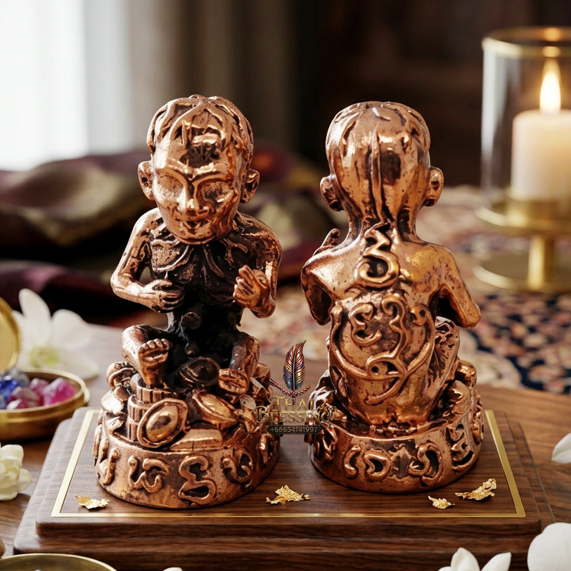 ✨ "Lukkrok Phrai Phun Sap" (Wealth-Accumulating Spirit Child) - Samrit Bronze Edition, Spiritual Wealth Attraction, Loyal Household Protection, and Classic Alchemical Prestige!