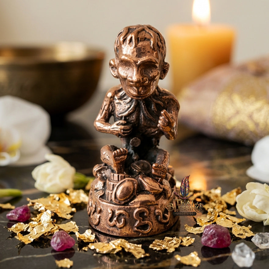 ✨ "Lukkrok Phrai Phun Sap" (Wealth-Accumulating Spirit Child) - Samrit Bronze Edition, Spiritual Wealth Attraction, Loyal Household Protection, and Classic Alchemical Prestige!