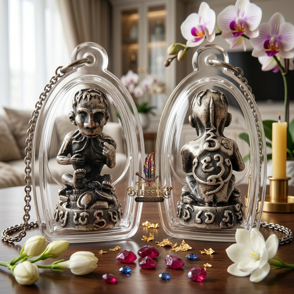 ✨ "Lukkrok Phrai Phun Sap" (Wealth-Accumulating Spirit Child) - Satin-Plated Samrit Edition Spiritual Wealth Attraction, Loyal Household Protection, and Modern Metallic Prestige!