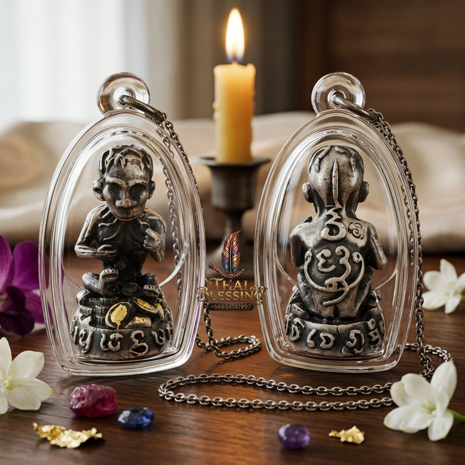✨ "Lukkrok Phrai Phun Sap" (Wealth-Accumulating Spirit Child) - Satin-Plated Samrit Edition Spiritual Wealth Attraction, Loyal Household Protection, and Modern Metallic Prestige!