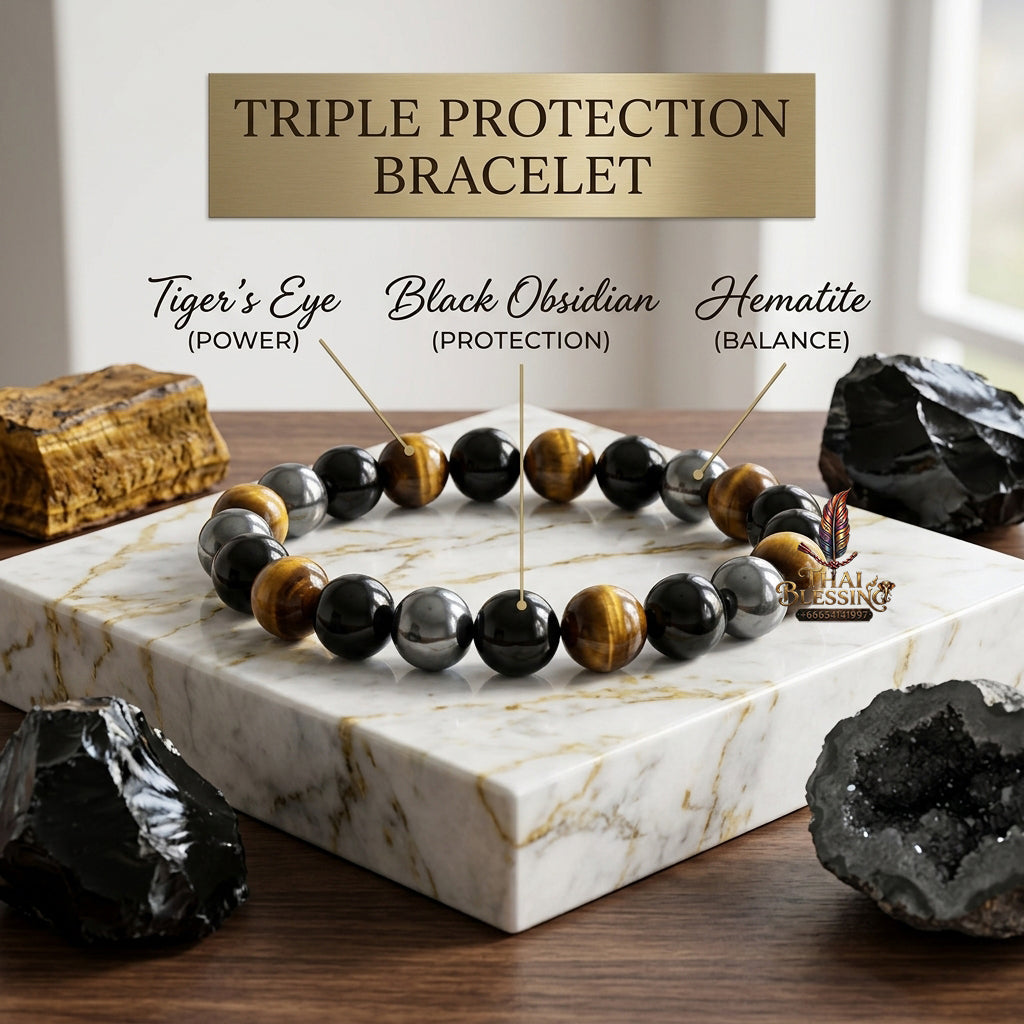 ✨ Magnetic Hematite, Tiger Eye & Obsidian Bracelet – Triple Protection Health Care Stainless Steel Bangle – Perfect Weight Loss Gift for Men & Women