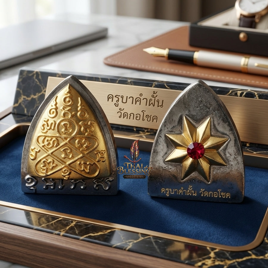 Sacred Pharn Thai Phlik Duang 2K Plated Bronze Amulet by Kruba Khamfan Wat Kor Chok 2025 for Destiny Reversal and Extreme Wealth Attraction