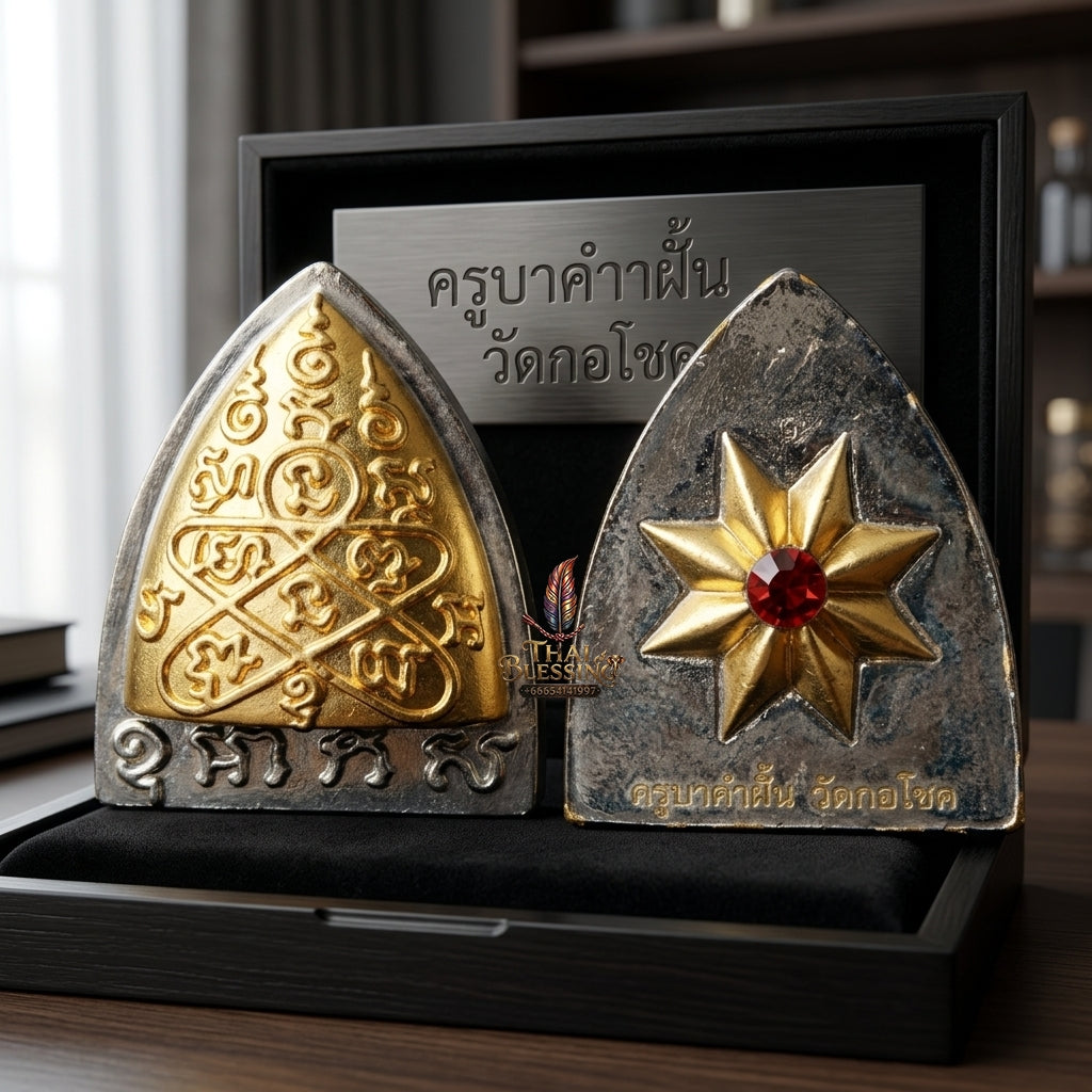 Sacred Pharn Thai Phlik Duang 2K Plated Bronze Amulet by Kruba Khamfan Wat Kor Chok 2025 for Destiny Reversal and Extreme Wealth Attraction
