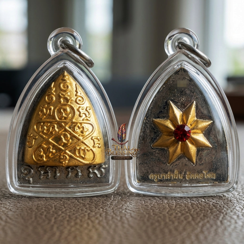 Sacred Pharn Thai Phlik Duang 2K Plated Bronze Amulet by Kruba Khamfan Wat Kor Chok 2025 for Destiny Reversal and Extreme Wealth Attraction
